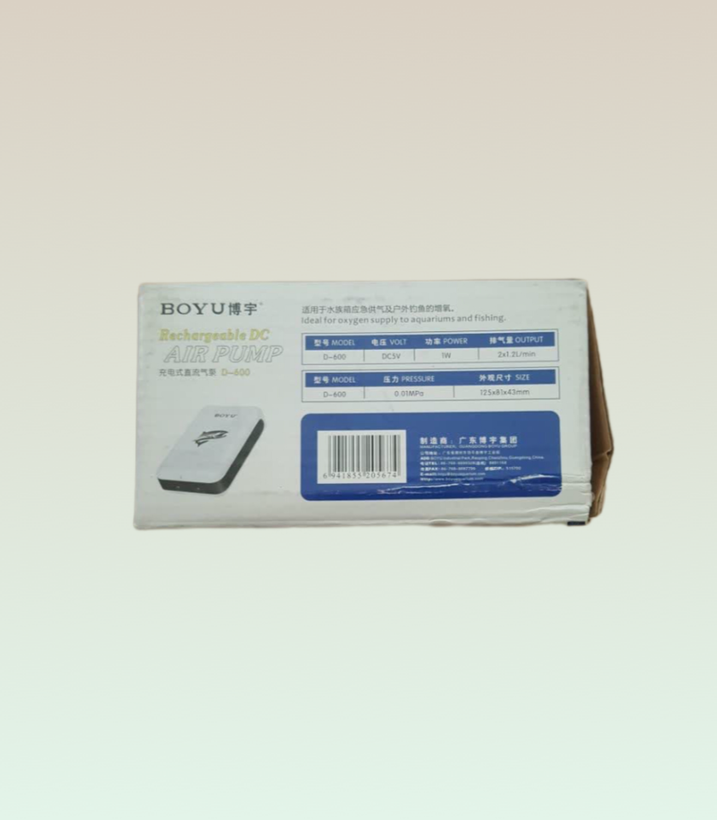 پمپ هوای شارژی دوخروجی D-600 BOYU به همراه دوسنگ هواودوعدد شلنگ یک متری