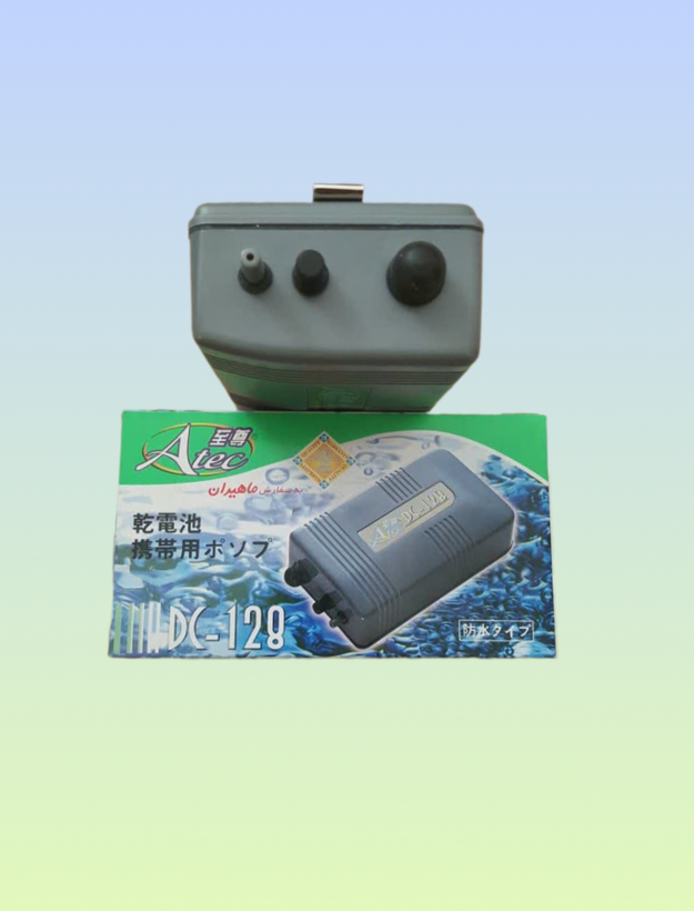 پمپ هوای یک خروجی باتری خورDC-128 Atmen به همراه یک مترشلنگ و سنگ هوا